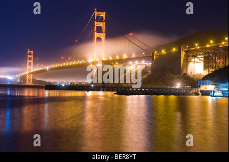 A night shot of San Francisco's famous Golden Gate Bridge, looking towards the city Stock Photo