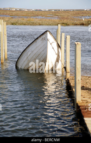 Sinking boat, Morston Quay, Norfolk Stock Photo