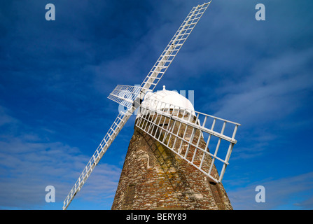 The eighteenth century Halnaker Windmill overlooking Chichester, Sussex UK on Halnaker Hill Stock Photo