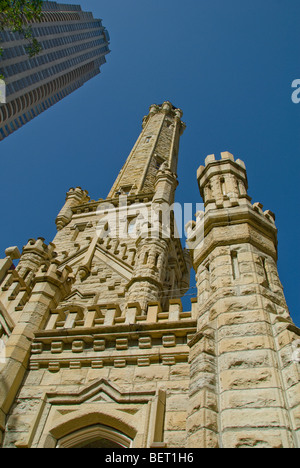 Low angle view of Old Chicago Water Tower, Chicago, Illinois, USA Stock Photo