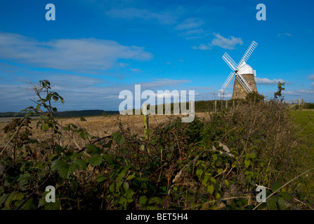 The eighteenth century Halnaker Windmill overlooking Chichester, Sussex UK on Halnaker Hill Stock Photo