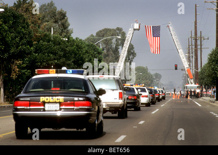 Funeral procession of police officer who died in action Stock Photo