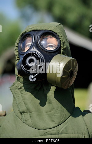 Obstacle course for children equipped with gas mask and chemical ...