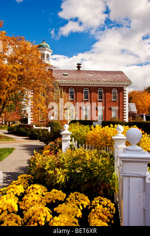 Autumn in Woodstock with Windsor County Courthouse, Woodstock Vermont USA Stock Photo