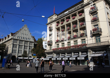 Switzerland, Zurich, Paradeplatz, Savoy Hotel Stock Photo