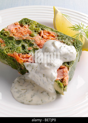 Salmon terrine slice individual portion Stock Photo