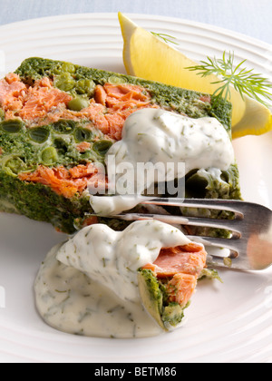 Salmon terrine slice seafood individual portion Stock Photo