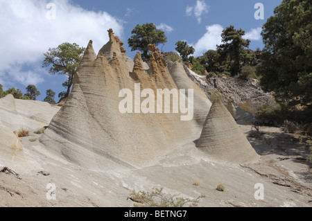 Rock Formations Paisaje Lunar (Moonscape) on Canary Island Tenerife, Spain Stock Photo