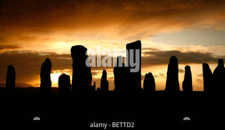 Standing stone monument at Callanish,Isle of Lewis,Outer Hebrides,highlands of Scotland,UK. Stock Photo