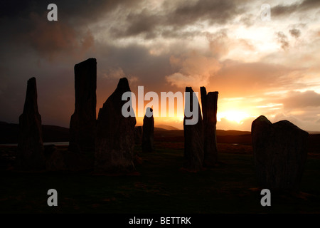 Standing stone monument at Callanish,Isle of Lewis,Outer Hebrides,highlands of Scotland,UK. Stock Photo