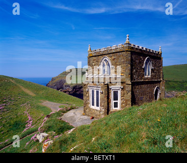 Doyden Castle on Doyden Point on the North Cornwall Coast at Port Quin, Cornwall, England. Stock Photo