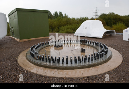 Concrete base with fixings for Nordex N90 wind turbine under construction at Solutia UK Ltd Newport South Wales UK Stock Photo