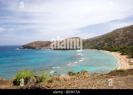 Hanauma Bay Nature preserve Honolulu Hawaii island of Oahu blue pristine water Stock Photo