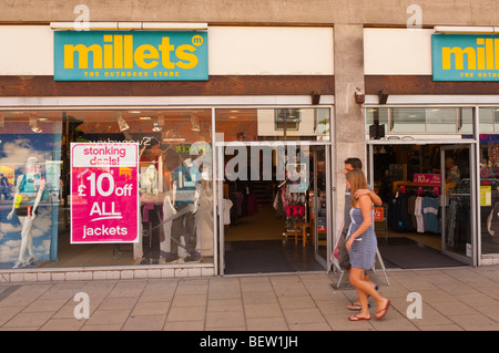 The Millets outdoor clothing shop store in Norwich,Norfolk,Uk Stock Photo
