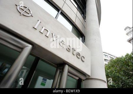 Investec investment bank logo sign outside office in the City of London ...