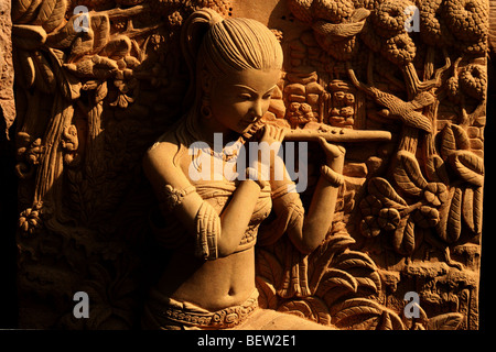 Thai Buddhist angel carved in stone , Pattaya , Thailand Stock Photo