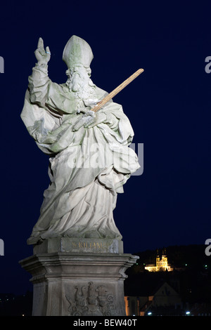 Statue on Old Main Bridge, Wuerzburg, Franconia, Bavaria, Germany Stock Photo