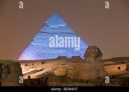 Light and Sound show of the Great Pyramids at Giza, Cairo, Egypt Stock ...