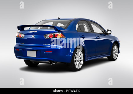 2010 Mitsubishi Lancer GTS in Blue - Rear angle view Stock Photo