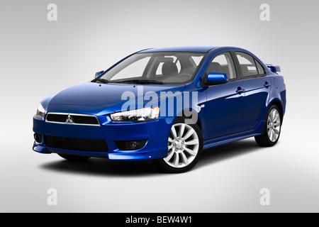 2010 Mitsubishi Lancer GTS in Blue - Front angle view Stock Photo