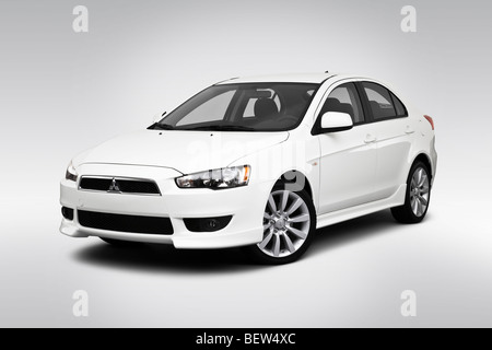 2010 Mitsubishi Lancer Sportback GTS in White - Front angle view Stock Photo