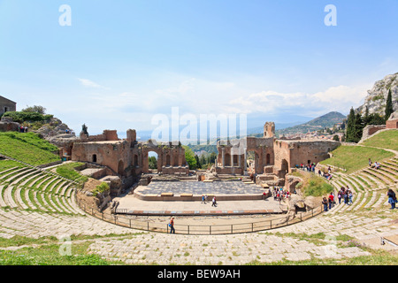 Ancient roman theatre in Taormina, Sicily, Italy Stock Photo