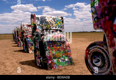 Cadillac Ranch near Amarillo, Texas, USA Stock Photo