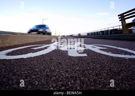 Cycle path next to the seafront at Shoeburyness, Southend on Sea, Essex Stock Photo