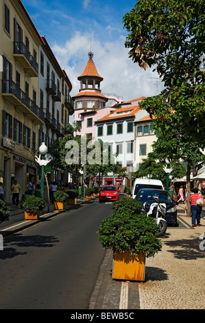 Town city centre in summer Rua Fernao Ornelas Funchal Madeira Portugal EU Europe Stock Photo
