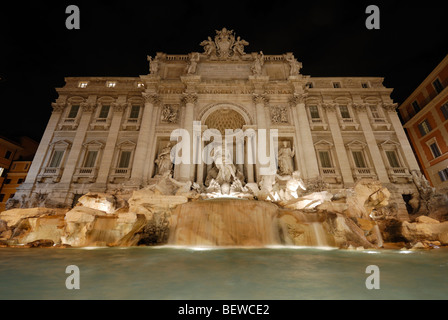 The Trevi Fountain (Fontana di Trevi) at night, Rome, Italy, low angle view Stock Photo