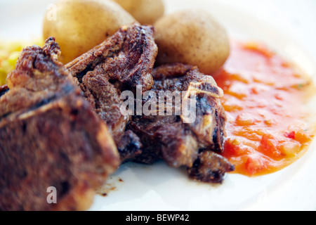 springbok chops on plate Stock Photo