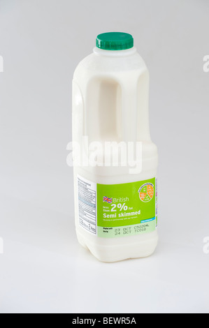 Two Pint carton of semi skimmed milk Stock Photo