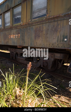 An old railroad car in Fort Bragg, California. Stock Photo