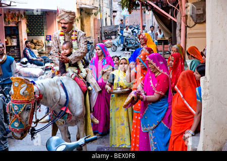 Street life around mandawa, Rajasthan, India. Stock Photo