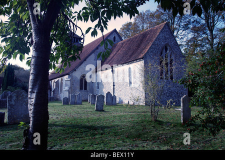 The parish church of All Saints’ East Meon Stock Photo