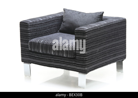 Black leather armchair isolated on white background Stock Photo
