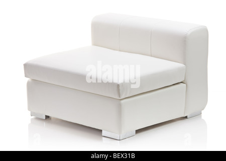 White leather armchair isolated on white background Stock Photo
