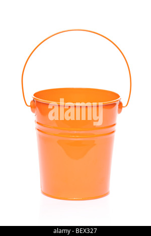 Empty orange bucket isolated on white background Stock Photo