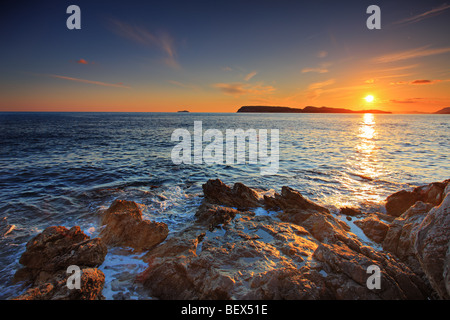 Sunset, Dubrovnik Croatia Stock Photo