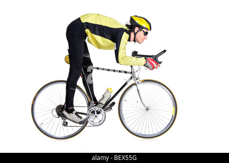 Young man riding a bicycle Stock Photo