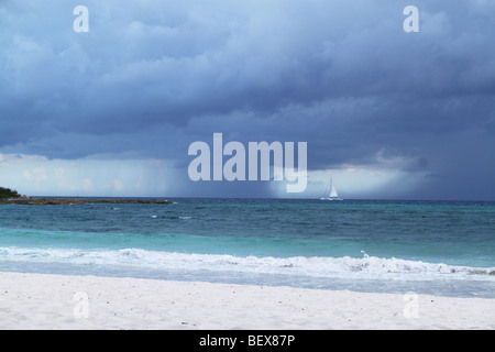 A storm approaching over a Mexican beach, Cancun's Riviera Maya, Mexico Stock Photo