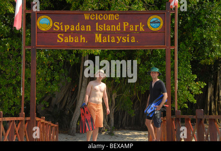 Sipadan is your little dream tropical  island with white beaches, huge trees, plenty of birds and monitor lizards Stock Photo