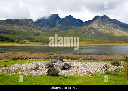 View across Loch Slapin toward Bla Bheinn and Garbh-bheinn on the Isle of Skye Stock Photo