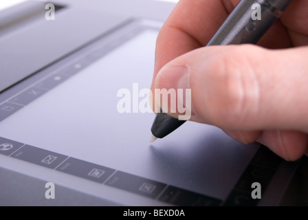 Working on a Graphics Tablet Stock Photo