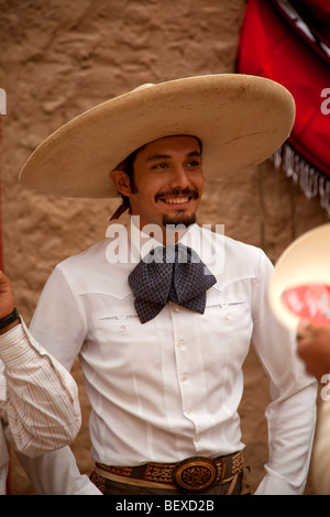 Guadalajara, Mexico, Charro (Mexican Cowboy) ready to saddle his horse ...