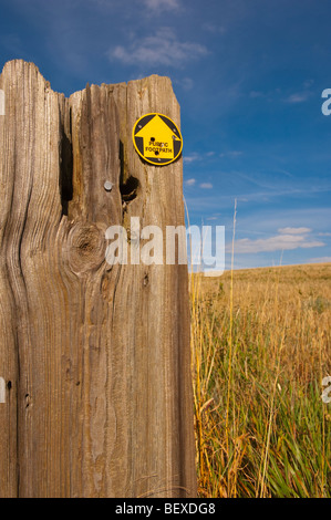 A public footpath sign in the Suffolk countryside in the Uk Stock Photo
