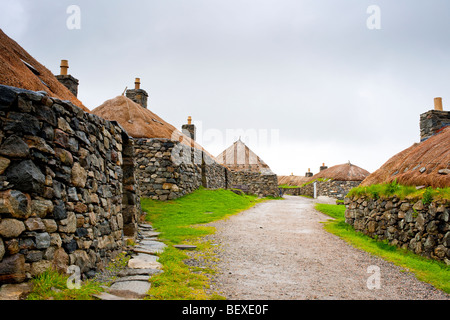 Restored traditional croft in the Garenin Blackhouse Village on the Isle of Lewis, Scotland Stock Photo