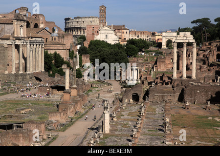 The Roman Forum and Colosseum in Rome Stock Photo