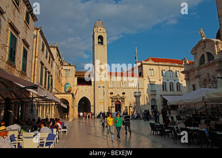 Luza Square and Sponza  Palace, Dubrovnik, Croatia Stock Photo