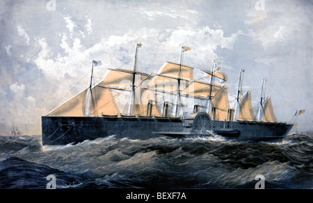The 'Great Eastern' steam ship, 22,500 tons, circa 1859.  An iron steamship that served as a passenger liner between UK and USA Stock Photo